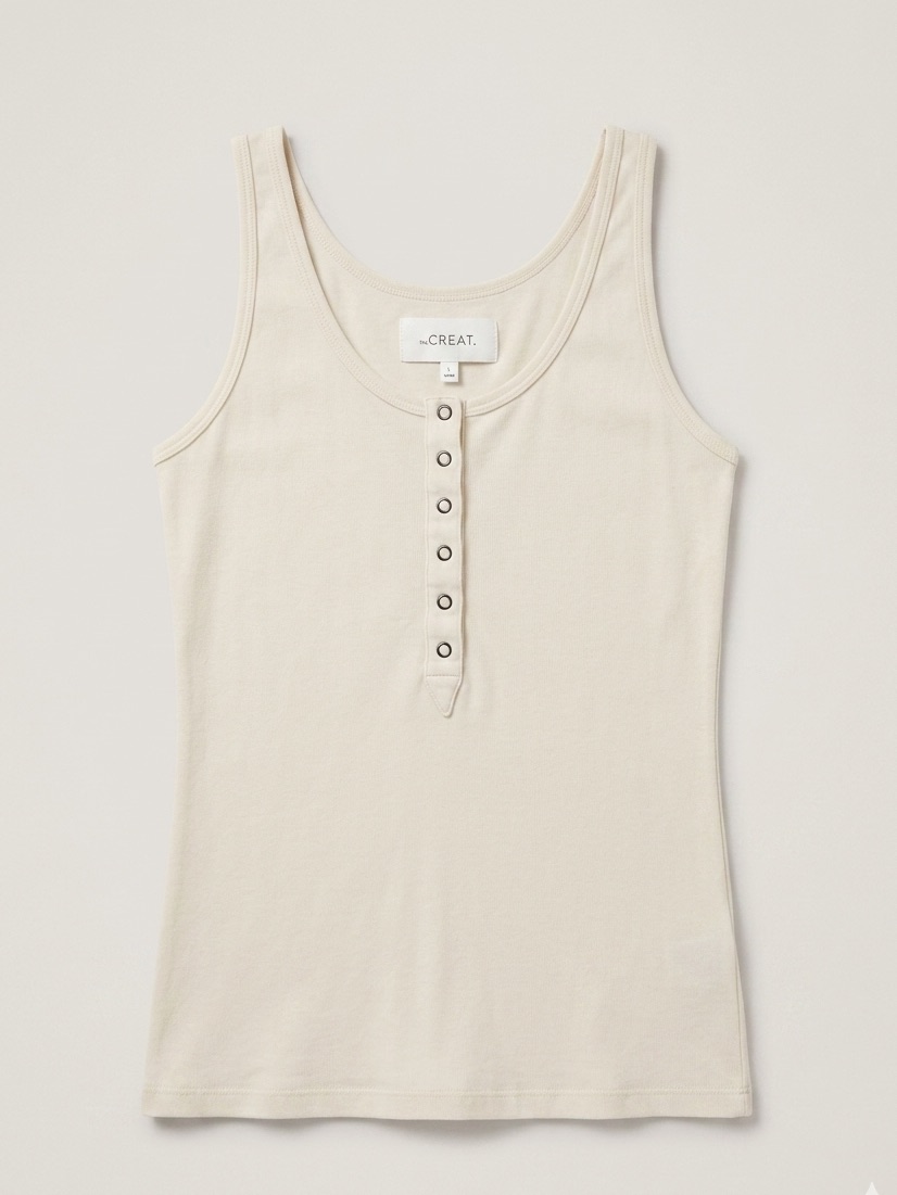The Great. Cream Henley Tank Top Size 1 Small Made In Usa